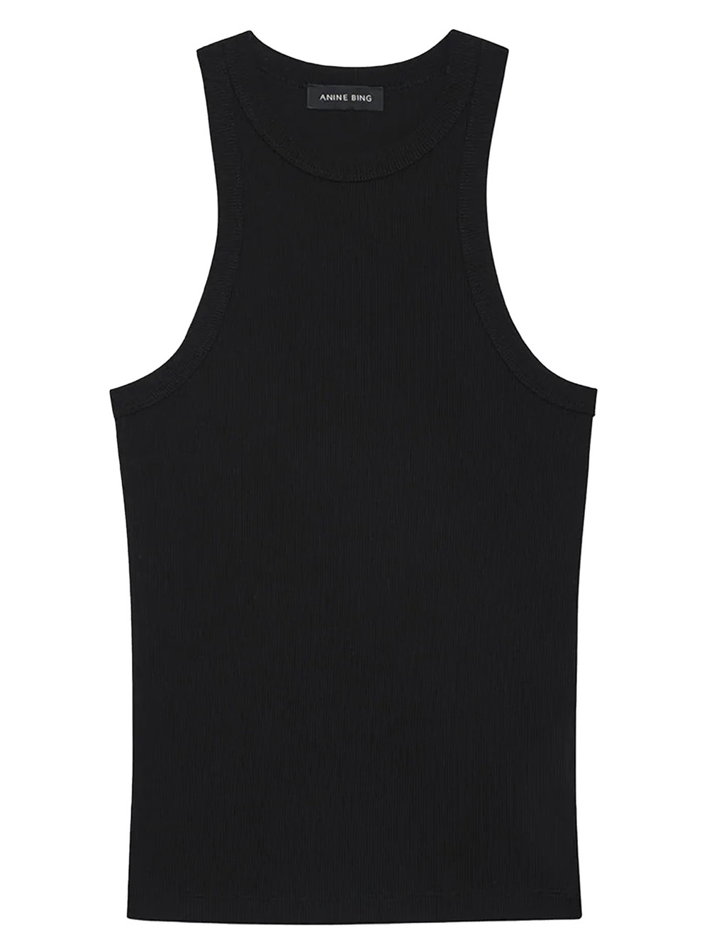 Anine Bing Black Ribbed Viscose Tank - Small